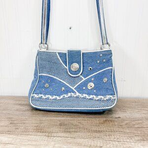 Vintage Y2K Jean Purse by Warren Reed, 2000's Era Blue Jean Handbag‎